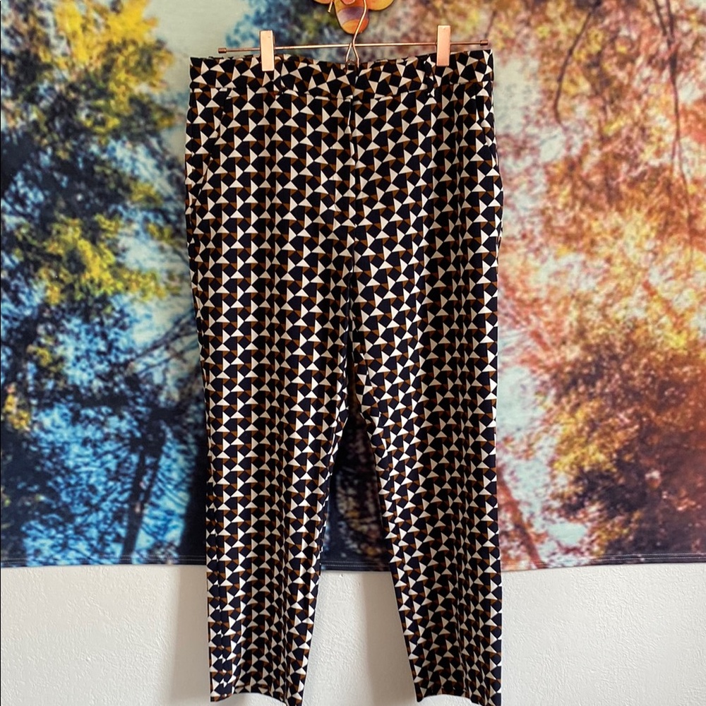H&M Blue and Brown Trousers with Geometric Print